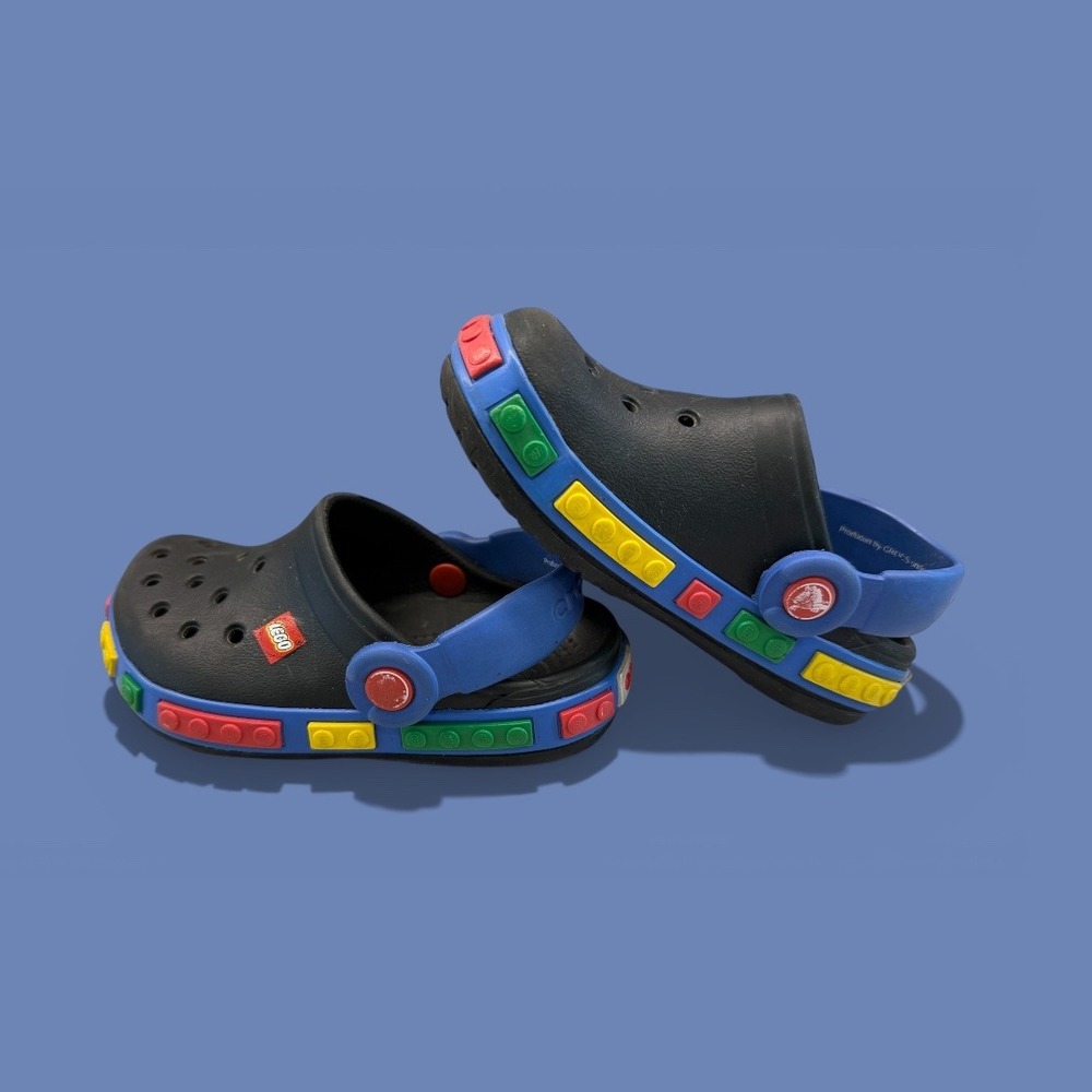 Kids Unisex‎ Red Blue Green Yellow Black Lego Crocs Size 6 C 7 Clogs Sandals